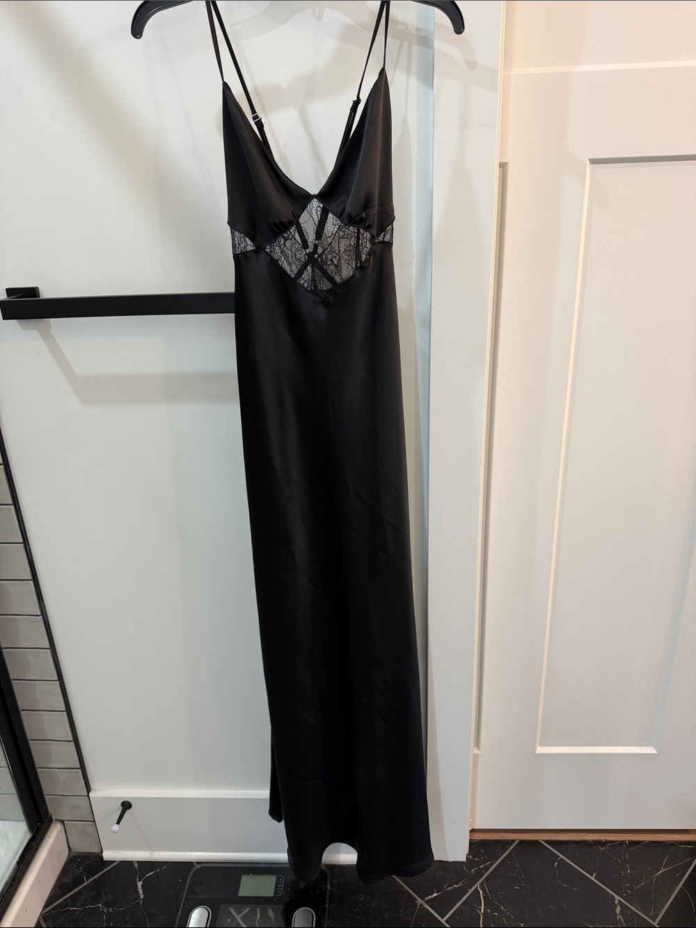 Forever 21 Black Lace-Trim Maxi Slip Dress